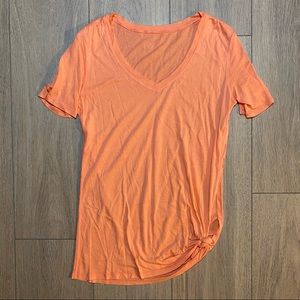 LULULEMON Sunny Coral orange Zen Bender side tie short sleeve v-neck tee 4